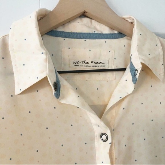 FREE PEOPLE All Smile Button Down Ivory Blouse We The Free Size Small NEW - Picture 9 of 12